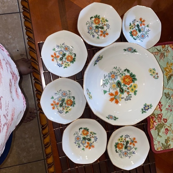 German porcelain Other - German porcelain serving plate and bowls set of 7